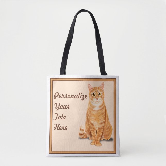 Orange Tabby Cat Personalised Tote Bag (Front)