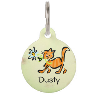 Orange Tabby Cat Pet Tag