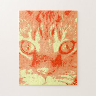 Orange Tabby Cat Pop Art Jigsaw Puzzle