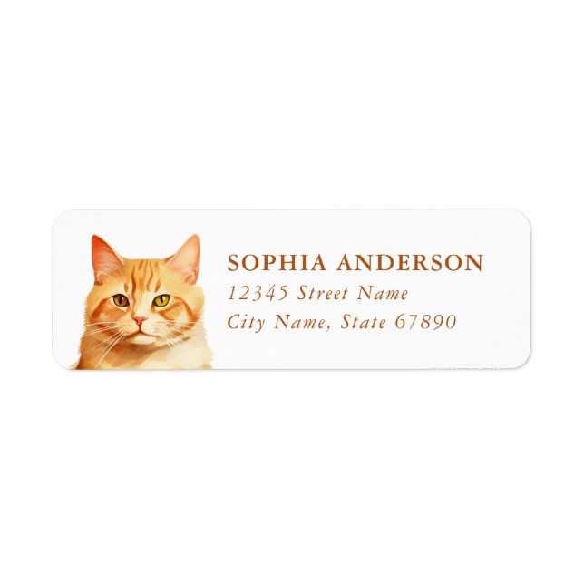 Orange Tabby Cat Return Address Labels (Front)
