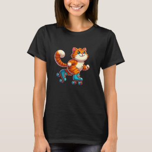 Orange Tabby Cat Roller Skating Pet Funny Skater T-Shirt