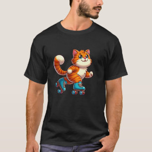 Orange Tabby Cat Roller Skating Pet Funny Skater T-Shirt