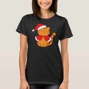 Orange Tabby Cat Santa Hat Christmas Cat Bah humb T-Shirt