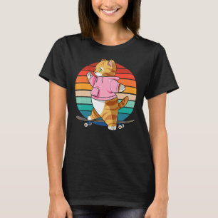 Orange Tabby Cat Skateboarder Kitten Skater T-Shirt