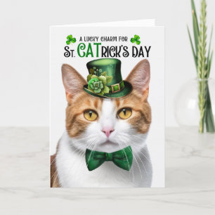 Orange Tabby Cat St CATrick's Day Lucky Charm Holiday Card