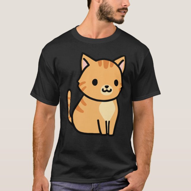 Orange Tabby Cat Sticker T-Shirt (Front)