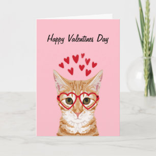 Orange Tabby Cat Valentines Love Card