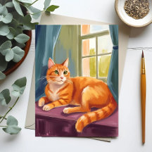 Orange Tabby Cat Watercolor Pet