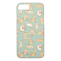 Orange Tabby Cats Illustrated Pattern