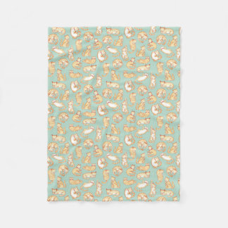 Orange Tabby Cats Illustrated Pattern Fleece Blanket