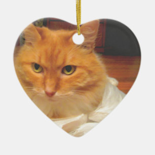 Orange Tabby Ceramic Tree Decoration