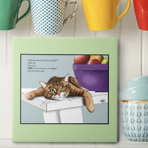Orange Tabby Cute Treats Tile