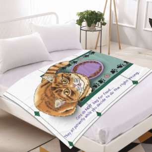 Orange Tabby Food Bowl Kitchen Fleece Blanket