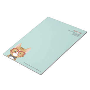 Orange Tabby Hipster Cat Kids Large Notepad