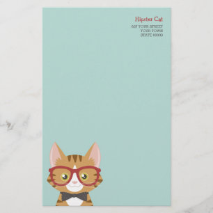 Orange Tabby Hipster Cat Kids Stationery