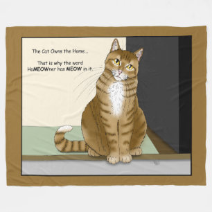 Orange Tabby Homeowner Funny Cat Fleece Blanket