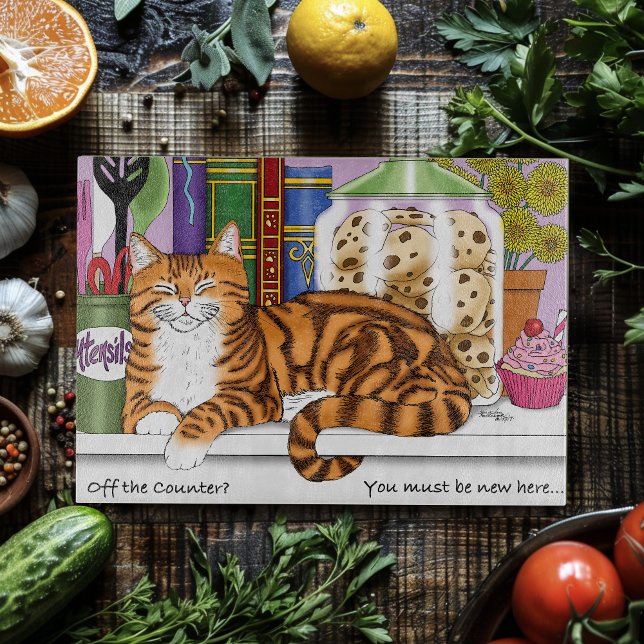 Orange Tabby Kitchen Counter Top Cat Cutting Board (Creator Uploaded)