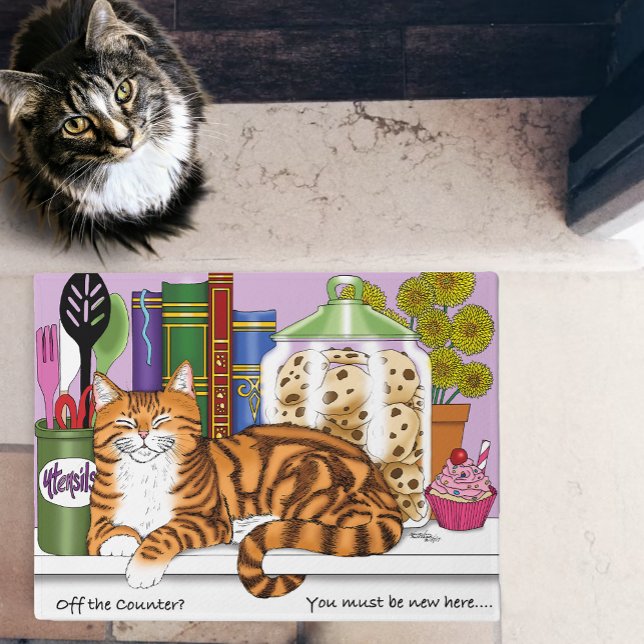 Orange Tabby Kitchen Counter Top Cat Doormat (Creator Uploaded)