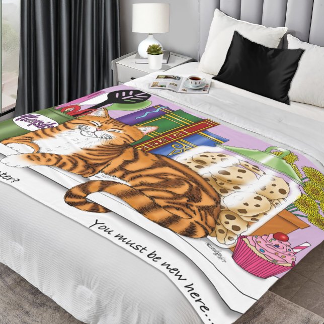 Orange Tabby Kitchen Counter Top Cat Fleece Blanket (Creator Uploaded)