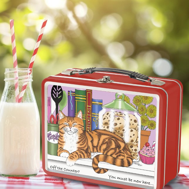 Orange Tabby Kitchen Counter Top Cat Metal Lunch Box (Creator Uploaded)