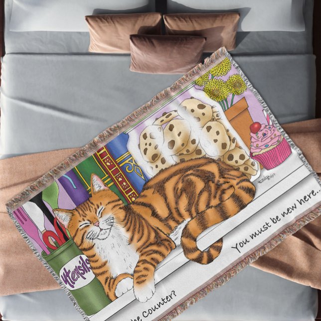 Orange Tabby Kitchen Counter Top Cat Throw Blanket (Creator Uploaded)