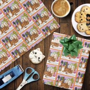 Orange Tabby Kitchen Counter Top Wrapping Paper