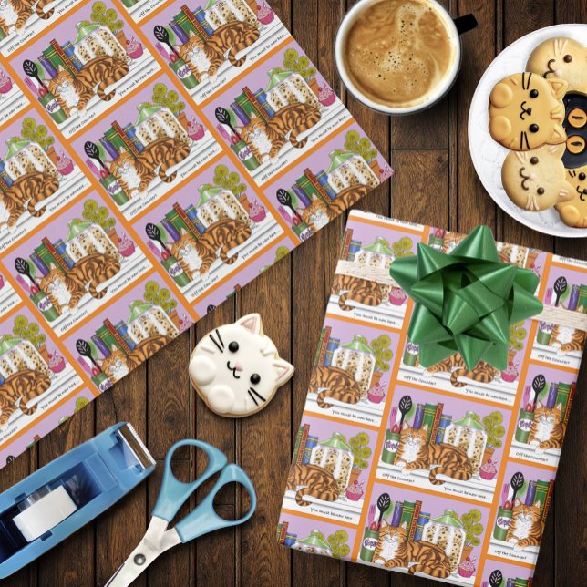 Orange Tabby Kitchen Counter Top Wrapping Paper (Creator Uploaded)