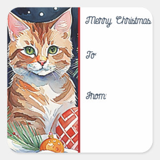 Orange Tabby Kitten Meowy Christmas Gift Tag
