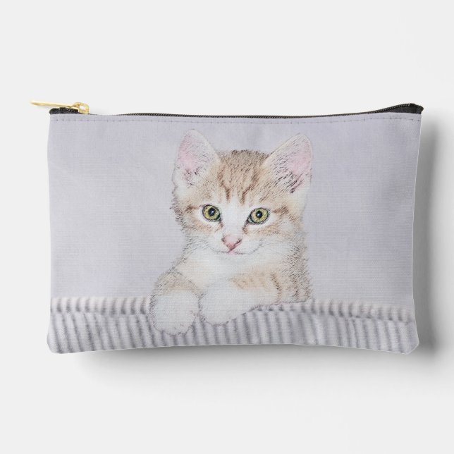 Orange Tabby Kitten Painting Cute Original Art Accessory Pouch (Front)