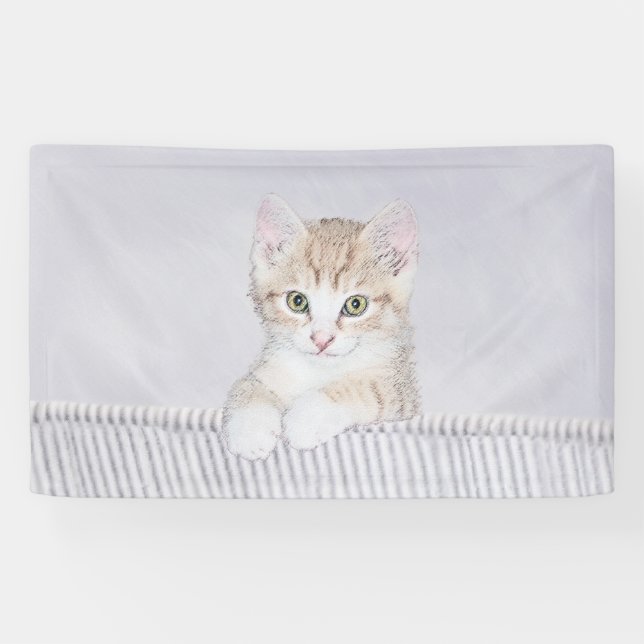 Orange Tabby Kitten Painting - Original Cat Art Banner (Horizontal)