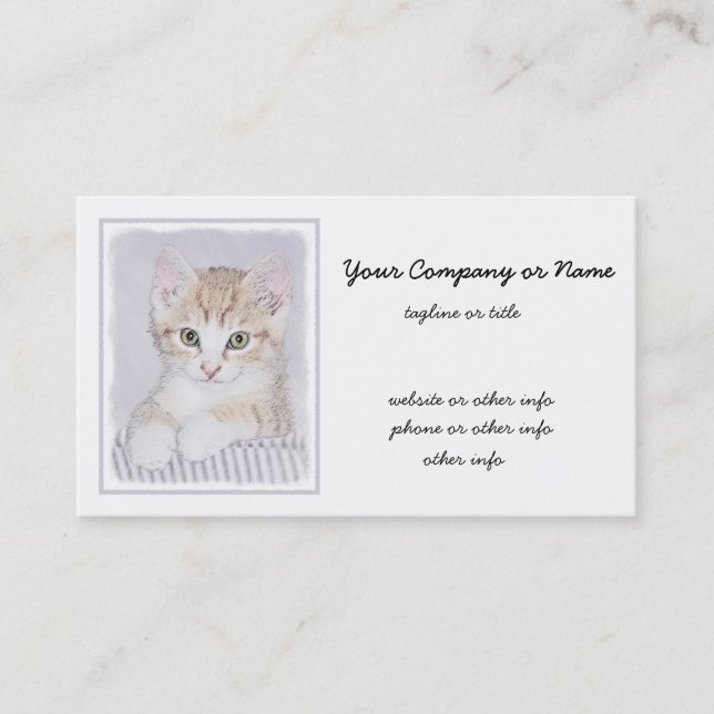 Orange Tabby Kitten Painting - Original Cat Art Business Card (Front)