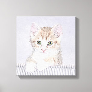 Orange Tabby Kitten Painting - Original Cat Art Canvas Print