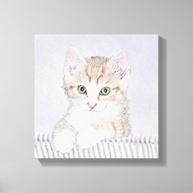 Orange Tabby Kitten Painting - Original Cat Art Canvas Print (Front)