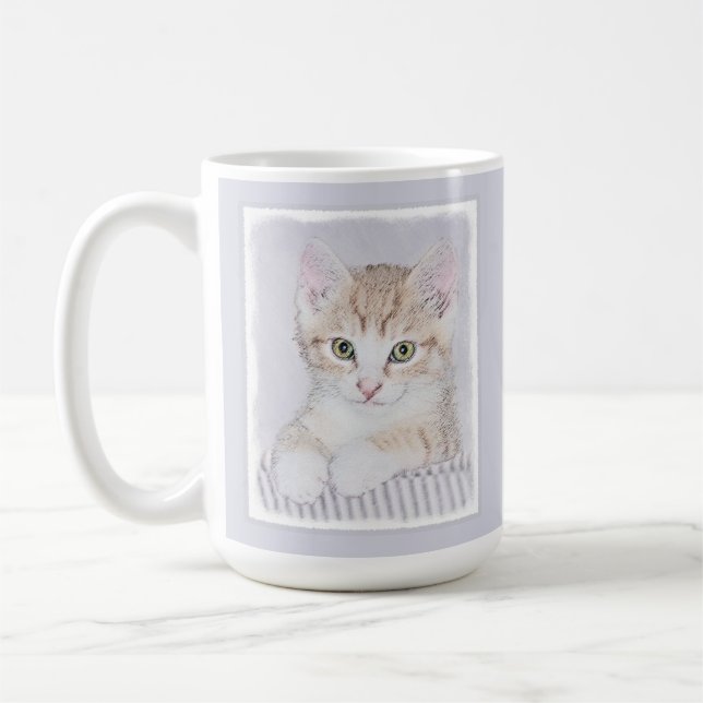 Orange Tabby Kitten Painting - Original Cat Art Coffee Mug (Left)
