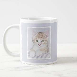 Orange Tabby Kitten Painting - Original Cat Art Large Coffee Mug