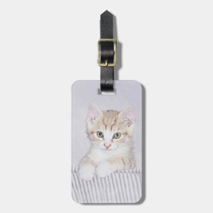 Orange Tabby Kitten Painting - Original Cat Art Luggage Tag
