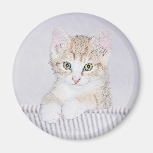 Orange Tabby Kitten Painting - Original Cat Art Magnet