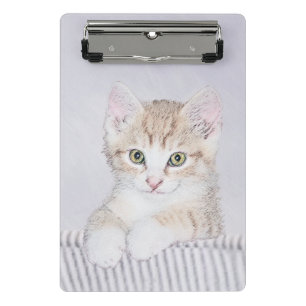 Orange Tabby Kitten Painting - Original Cat Art Mini Clipboard