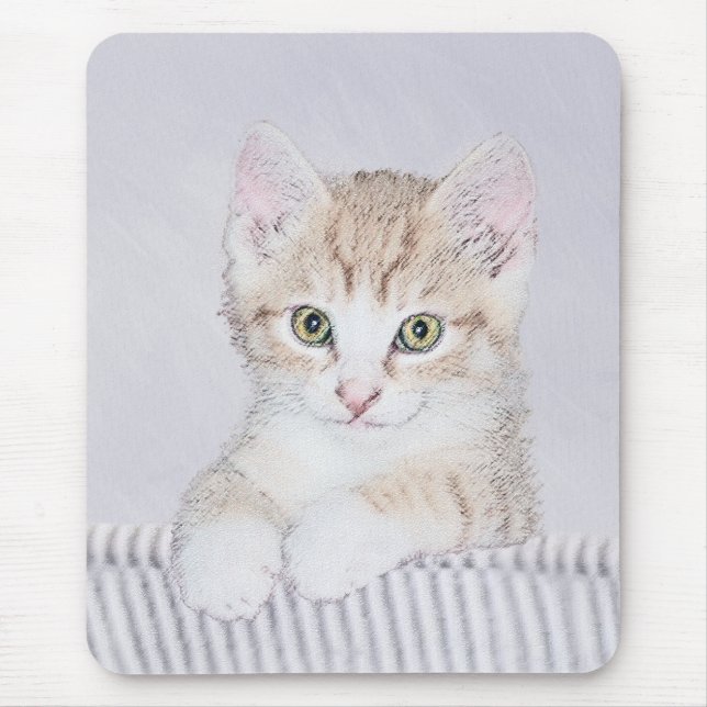 Orange Tabby Kitten Painting - Original Cat Art Mouse Mat (Front)