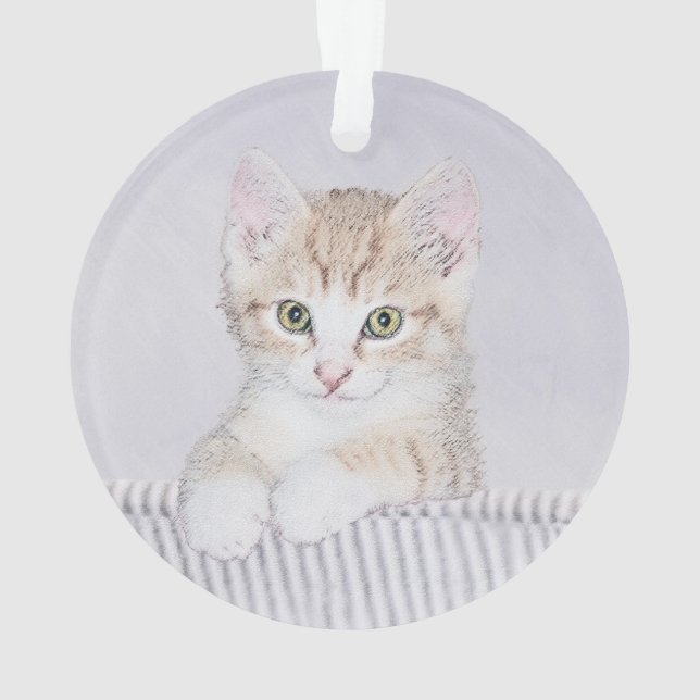 Orange Tabby Kitten Painting - Original Cat Art Ornament (Back)