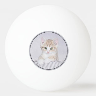 Orange Tabby Kitten Painting - Original Cat Art Ping Pong Ball
