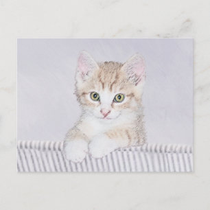 Orange Tabby Kitten Painting - Original Cat Art Postcard