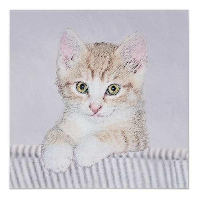 Orange Tabby Kitten Painting - Original Cat Art Poster (Front)