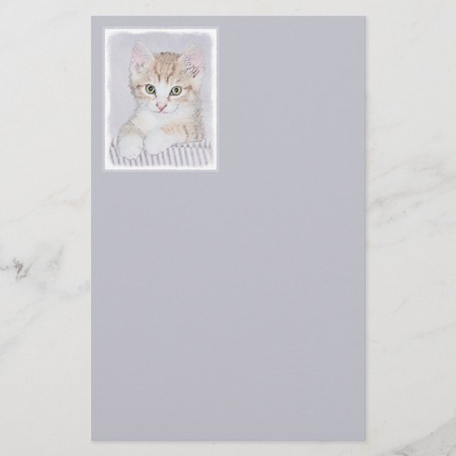 Orange Tabby Kitten Painting - Original Cat Art Stationery (Front)