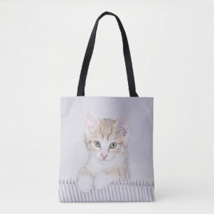 Orange Tabby Kitten Painting - Original Cat Art Tote Bag