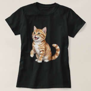 Orange Tabby Kitten Watercolor Cat Illustration T-Shirt