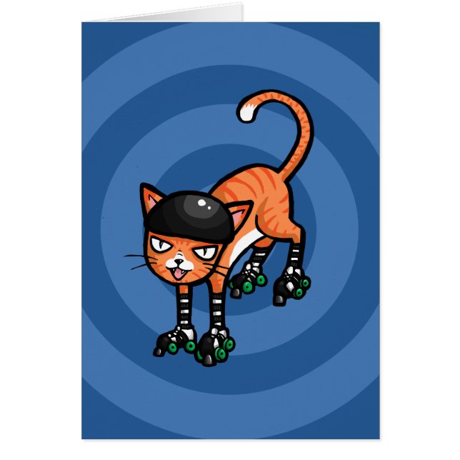 Orange tabby on rollerskates (Front)
