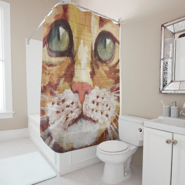 Orange Tabby Painting Detail  Shower Curtain (In Situ)