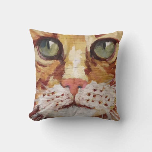 Orange Tabby Painting Detail  Throw Pillow (Front)