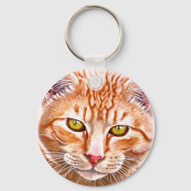 Orange Tabby Painting Key Ring (Front)